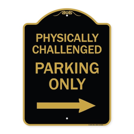 Signmission Physically Challenged Parking W/ Left Arrow, Black & Gold Aluminum Sign, 18" x 24", BG-1824-23304 A-DES-BG-1824-23304